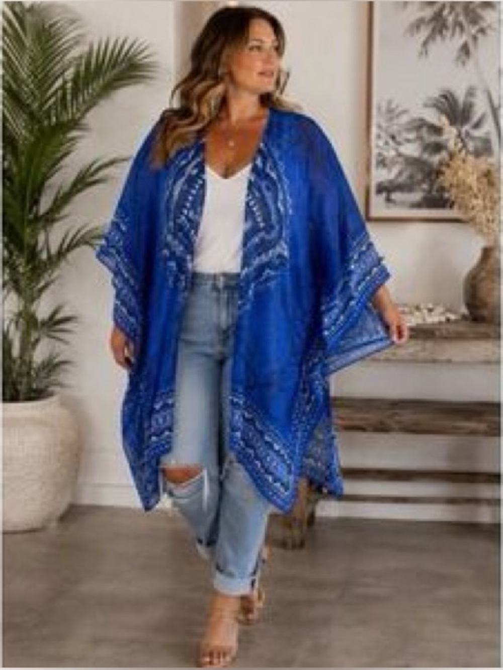 Catherines Tribal Sheer Kimono Top